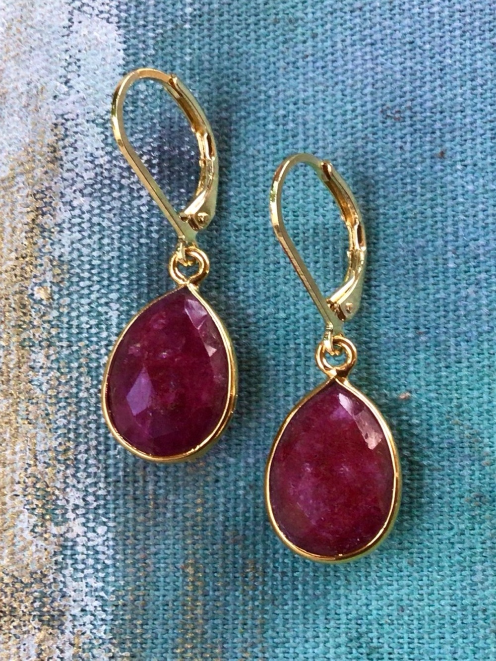Gold Vermeil Ruby Sundance Charm Earrings